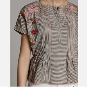 NWOT Anthropologie 5X Ajit Kumar Aretha Embroidered/Beaded boho blouse sz L/XL
